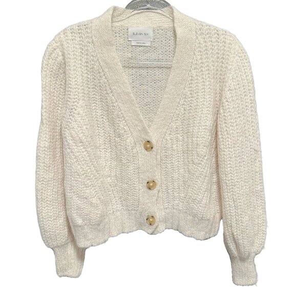 Eleven Six | Sara Chunky Knit Cardigan Sweater in Ivory - Picture 2 of 7